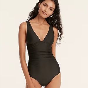 JCrew Ruched V-neck one-piece - Black